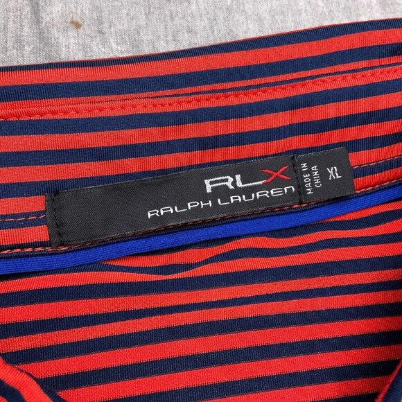 RLX Ralph Lauren Shirt Men XLarge Blue Red Stripe Polo Golf Sport - Picture 4 of 10